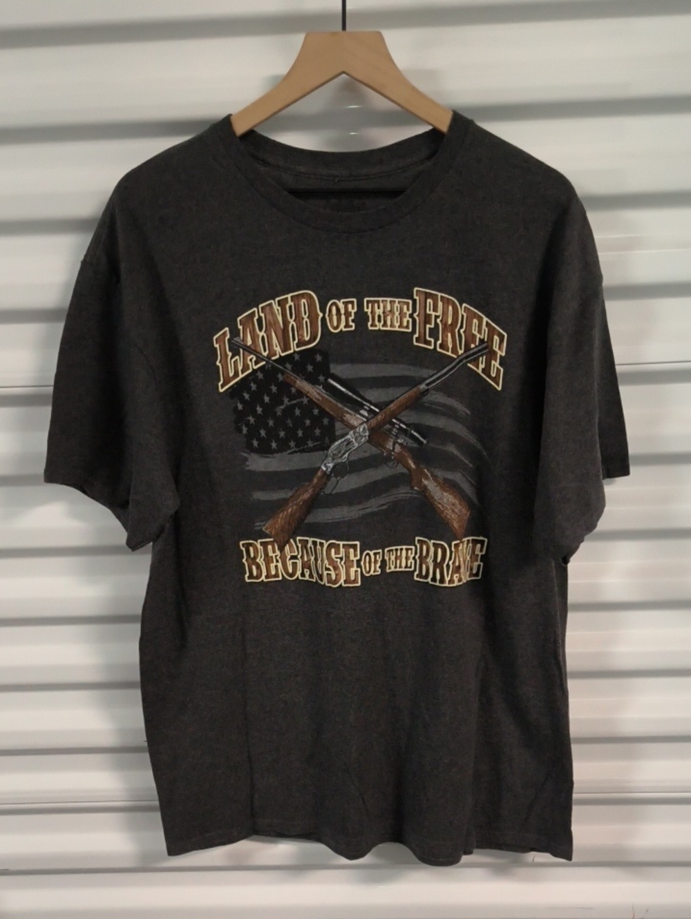 Land Of The Free Because Of The Brave Graphic Short Sleeve T-shirt XL